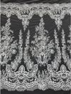 Ivory White Ornate Baroque Embroidery Lace Fabric