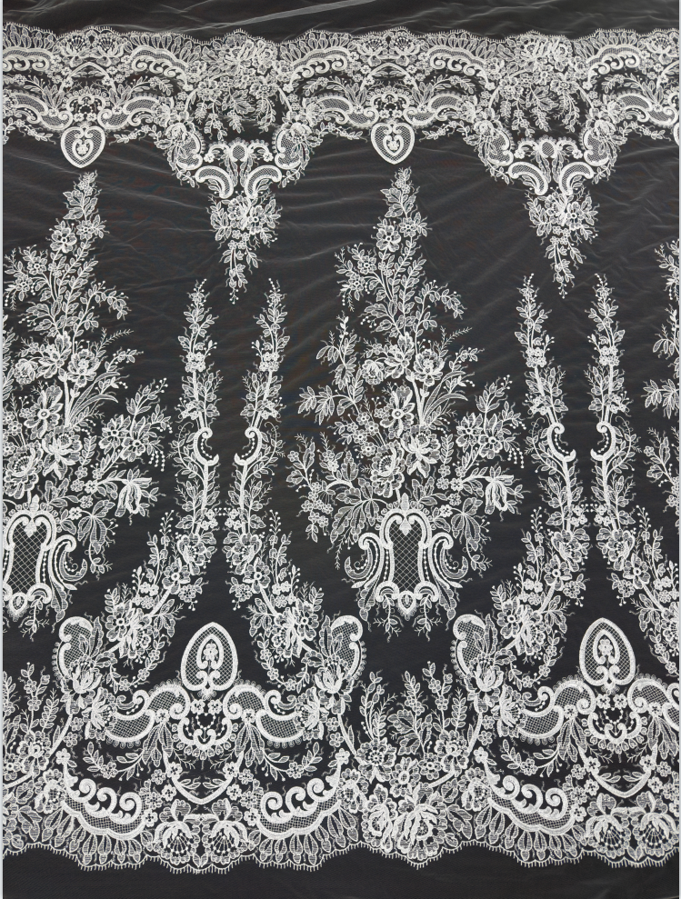 Ivory White Ornate Baroque Embroidery Lace Fabric