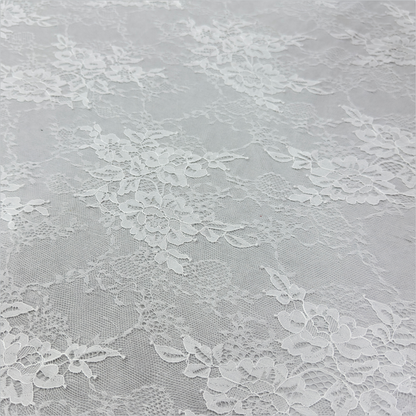 Ivory White Floral & Sheer Mesh Lace Fabric