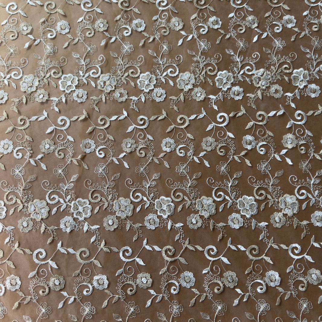 Luxury Gold & Silver Floral Embroidery Lace