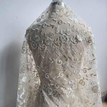Luxury Gold & Silver Floral Embroidery Lace