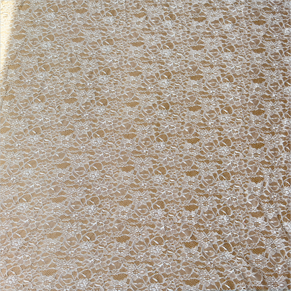 Ivory White Allover Floral Chantilly Lace Fabric