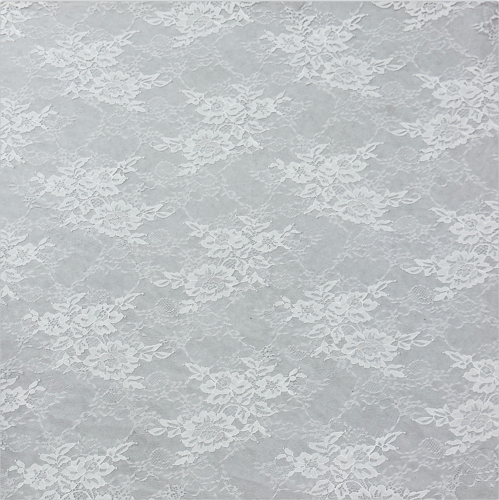 Ivory White Floral & Sheer Mesh Lace Fabric